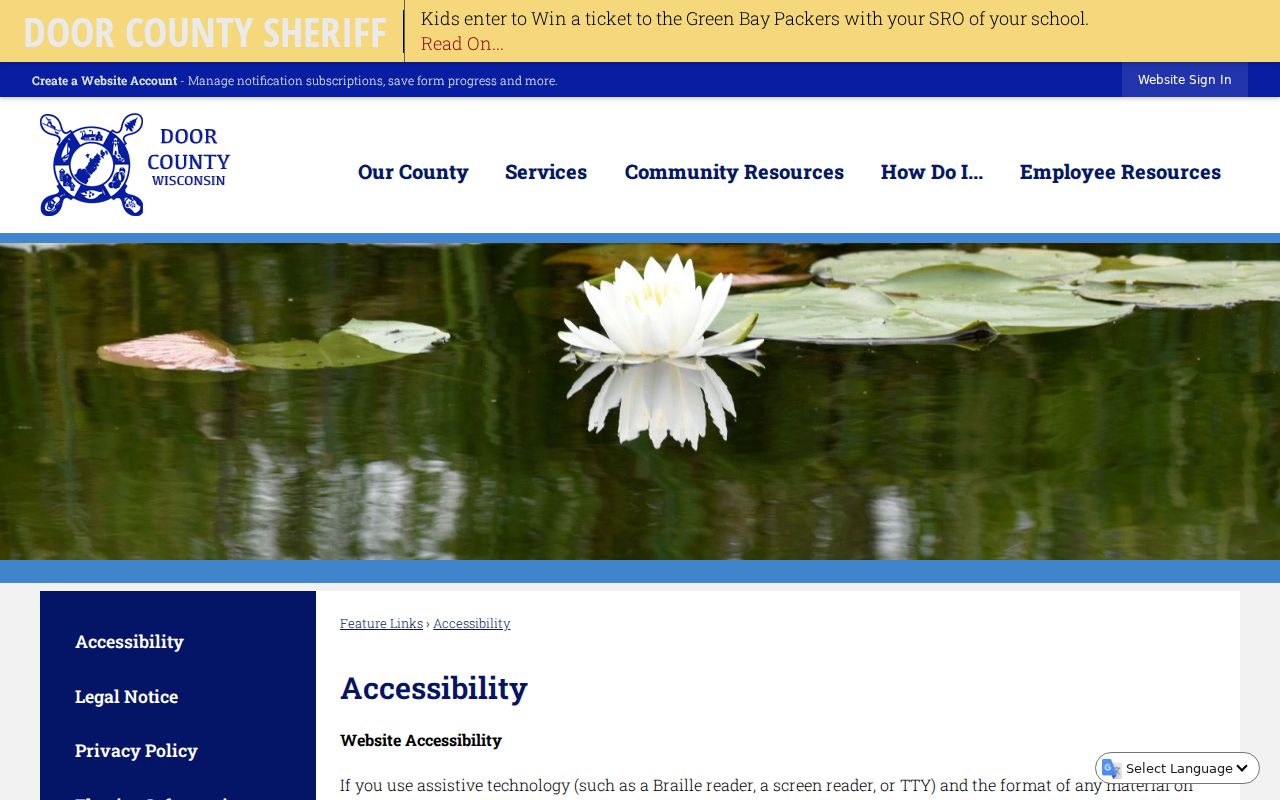 Door County criminal court case clerk office page