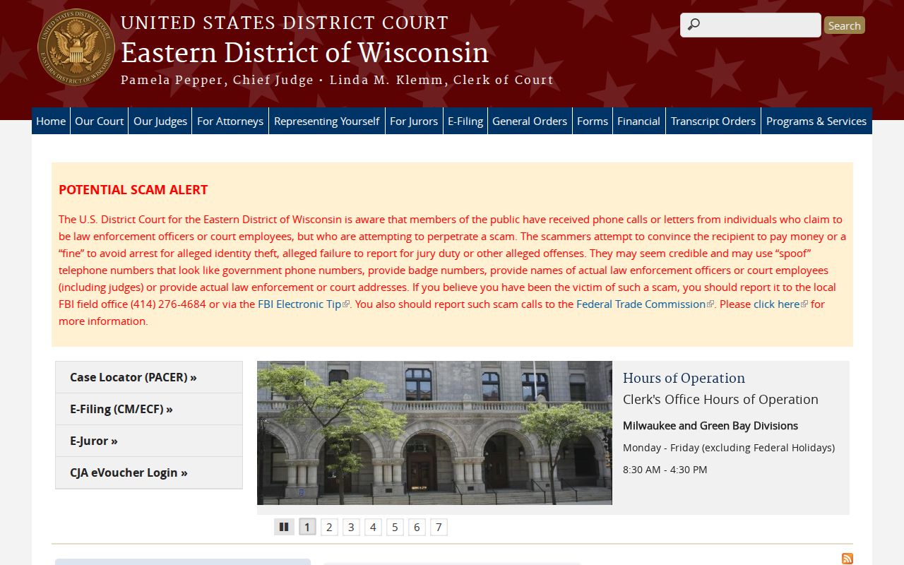 Federal court serving Door County criminal case records