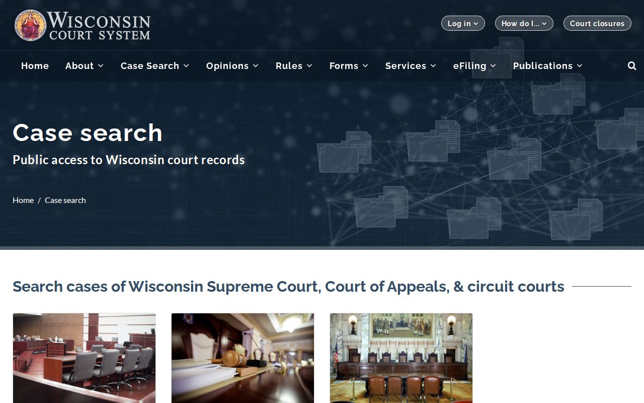 Wisconsin gateway for Door County criminal court case searches